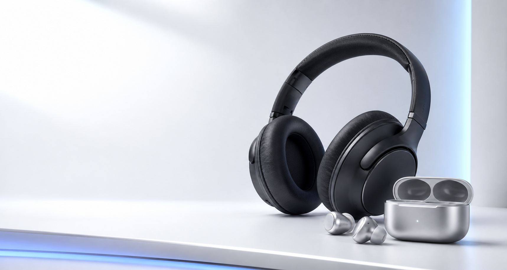 Bluetooth headphones and earbuds product family